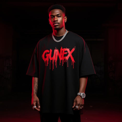 GUNEX Blood Drip Tee - Oversized Streetwear